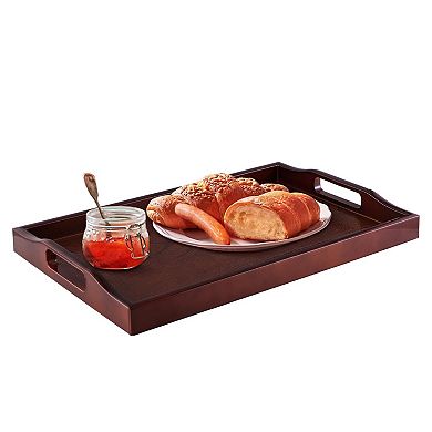 Plastic Serving Tray Ottoman Cutout Handles Rectangle Breakfast Coffee Table Decor