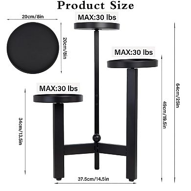 3 Tier Iron Plant Stand Indoor Outdoor Flower Display Rack