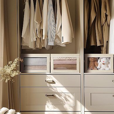 Fabric Storage Boxes with Clear Window Collapsible Organizer