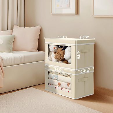Fabric Storage Boxes with Clear Window Collapsible Organizer