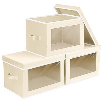 Fabric Storage Boxes with Clear Window Collapsible Organizer