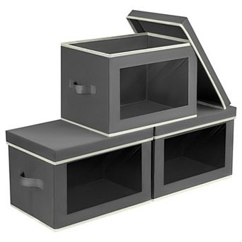 Fabric Storage Boxes with Clear Window Collapsible Organizer