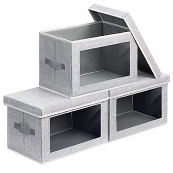 Fabric Storage Boxes with Clear Window Collapsible Organizer