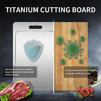 Titanium Double Sided Juice Groove Chopping Board 13.4"L x 9.1"W