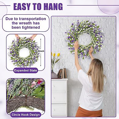 26” Spring Lavender Paper Flower Wreath for Door Window Porch Wedding Decor