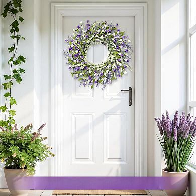 26” Spring Lavender Paper Flower Wreath for Door Window Porch Wedding Decor