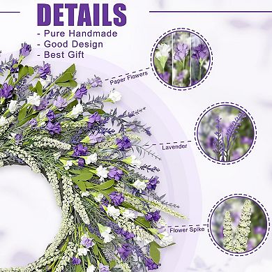 26” Spring Lavender Paper Flower Wreath for Door Window Porch Wedding Decor