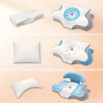 Memory Foam Contour Neck Pillow for Side Sleepers with Cover