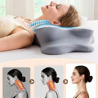 Memory Foam Contour Neck Pillow for Side Sleepers with Cover