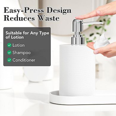 6pc Bathroom Accessory Set Toothbrush Holder Soap Dispenser Qtip Holder Tray Tumbler