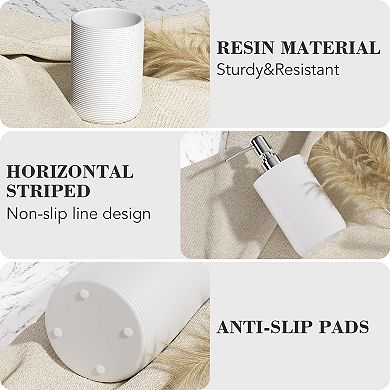 6pc Bathroom Accessory Set Toothbrush Holder Soap Dispenser Qtip Holder Tray Tumbler