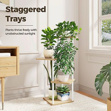 4 Tier Metal Plant Stand Corner Shelf Indoor Patio Garden