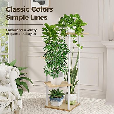 4 Tier Metal Plant Stand Corner Shelf Indoor Patio Garden