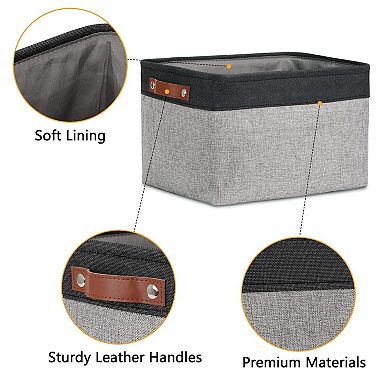 Fabric Storage Basket Collapsible Rectangular Bin Closet Shelf