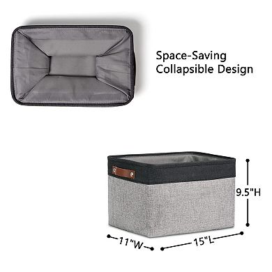 Fabric Storage Basket Collapsible Rectangular Bin Closet Shelf