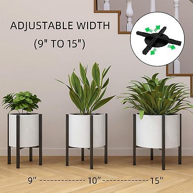 9-15" Adjustable Mid Century Plant Stand with Round Base