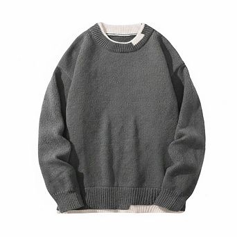 Crew Neck Plain Drop Shoulder Knit Sweater