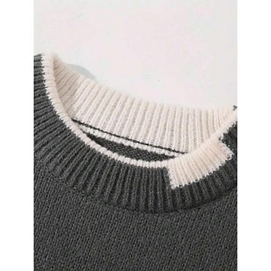 Crew Neck Plain Drop Shoulder Knit Sweater