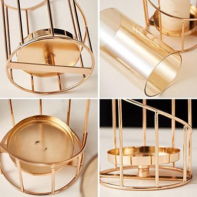 Set of 2 Gold Wire Candle Holders
