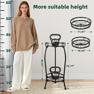 Metal 2-Tier Plant Stand Waterproof Rustproof Indoor Outdoor Flower Holder