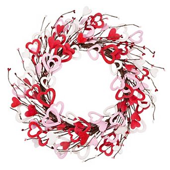 18" Heart Wreath Artificial Wooden Door Wedding Mother Festival