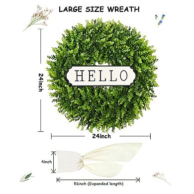 24'' Boxwood Wreath Artificial Spring Farmhouse Wedding Indoor Outdoor