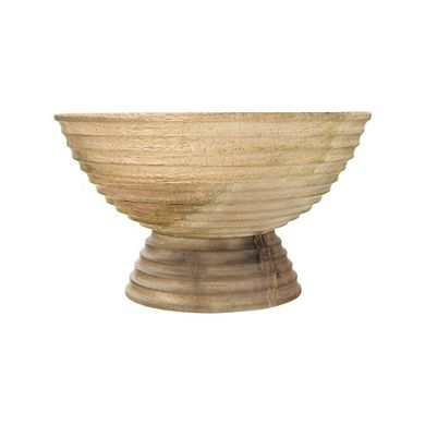 Ridged Mango Wood Footed Decorative Bowl