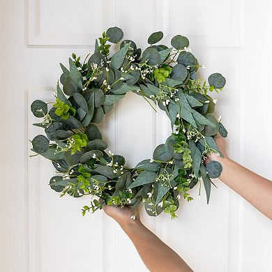 20"Artificial Eucalyptus Wreath with Berries All Seasons Decor