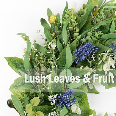 22" Spring Eucalyptus Boxwood Front Door Wreath All Season