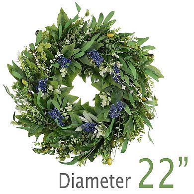22" Spring Eucalyptus Boxwood Front Door Wreath All Season