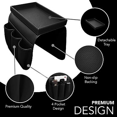 Couch Armrest Organizer with Detachable Snack Tray