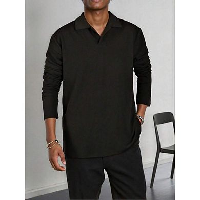 Retro Polo Collar Long Sleeve Casual Shirt