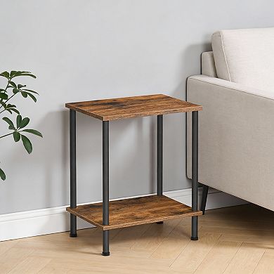 Rustic End Tables Set of 2 with 2-Tier Storage for Living Room