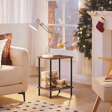 Rustic End Tables Set of 2 with 2-Tier Storage for Living Room