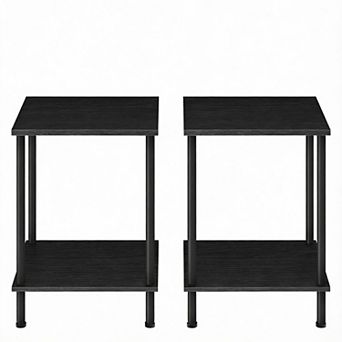 Rustic End Tables Set of 2 with 2 tier Storage for Living Room