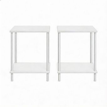 Rustic End Tables Set of 2 with 2 tier Storage for Living Room