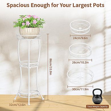 3 Tier Tall Plant Stand Metal Multi-Level Holder Rack