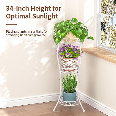 3 Tier Tall Plant Stand Metal Multi-Level Holder Rack