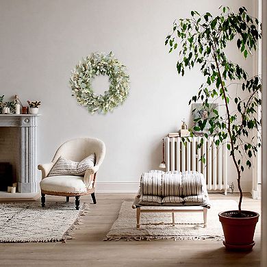 24" Summer Spring Wreath Lamb Ears White Flowers Rustic Farmhouse