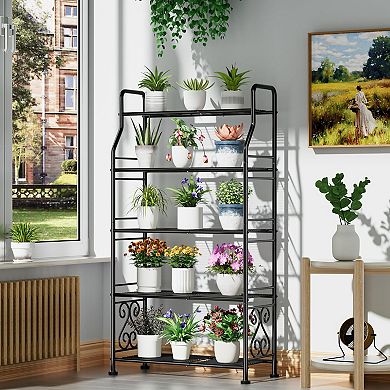 5 Tier Metal Plant Stand Waterproof for Patio Balcony Living Room