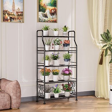 5 Tier Metal Plant Stand Waterproof for Patio Balcony Living Room