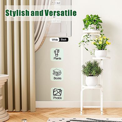 3-Tier Metal Plant Stand Corner Shelf Indoor Outdoor
