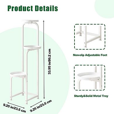 3-Tier Metal Plant Stand Corner Shelf Indoor Outdoor