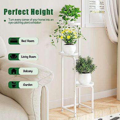 3-Tier Metal Plant Stand Corner Shelf Indoor Outdoor
