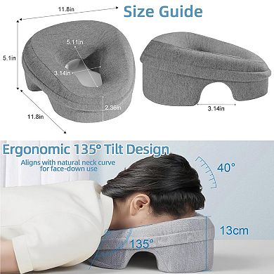 Massage Pillow Face Down Headrest for Prone Sleepers with Washable Cover