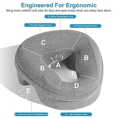 Massage Pillow Face Down Headrest for Prone Sleepers with Washable Cover