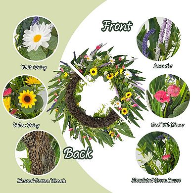 20" Sunflower Wildflower Wreath Spring Summer Farmhouse Decor