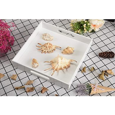 Sturdy Serving Tray with Handles for Coffee Appetizer Breakfast Vanity Ottoman