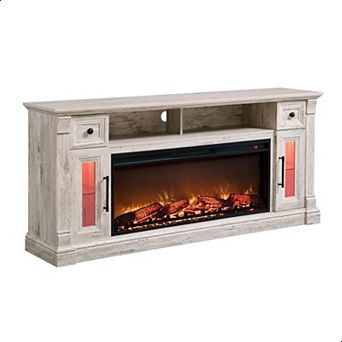 Fireplace TV Stand Farmhouse LED Console Storage Living Room