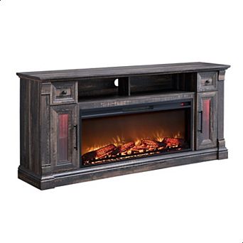 Fireplace TV Stand Farmhouse LED Console Storage Living Room